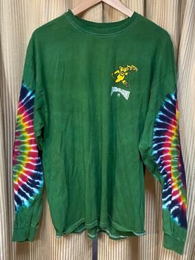 Men’s Flatbush Zombies Vacation In Hell Green Tie Dye Longsleeve Shirt Large